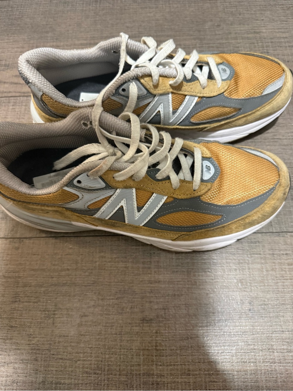 New Balance Men's Mustard Yellow and Gray Athletic Sneakers - Picture 2 of 3